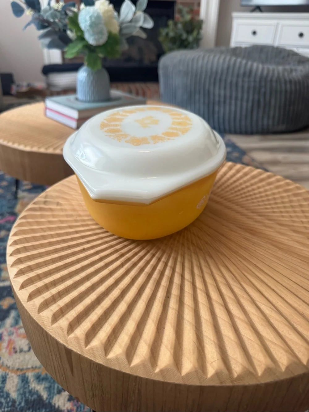 Pyrex Butterfly Gold oval casserole dish matching patterned Opal glass lid